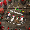 Meowy Catmas Funny Cartoon Cats - Christmas Gift For Cat Lovers - Personalized Custom Shaped Acrylic Ornament