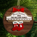 Merry Christmas Stocking Family - Christmas Gift For Family - Personalized 2-Layered Wooden Ornament