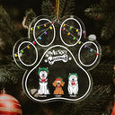 Paw Shape Merry Woofmas Funny Cartoon Dogs - Christmas Gift For Dog Lovers - Personalized Custom Shaped Acrylic Ornament