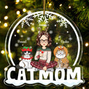 Cat Mom Funny Cartoon Cats Snowdome - Christmas Gift For Cat Lovers - Personalized Custom Shaped Acrylic Ornament