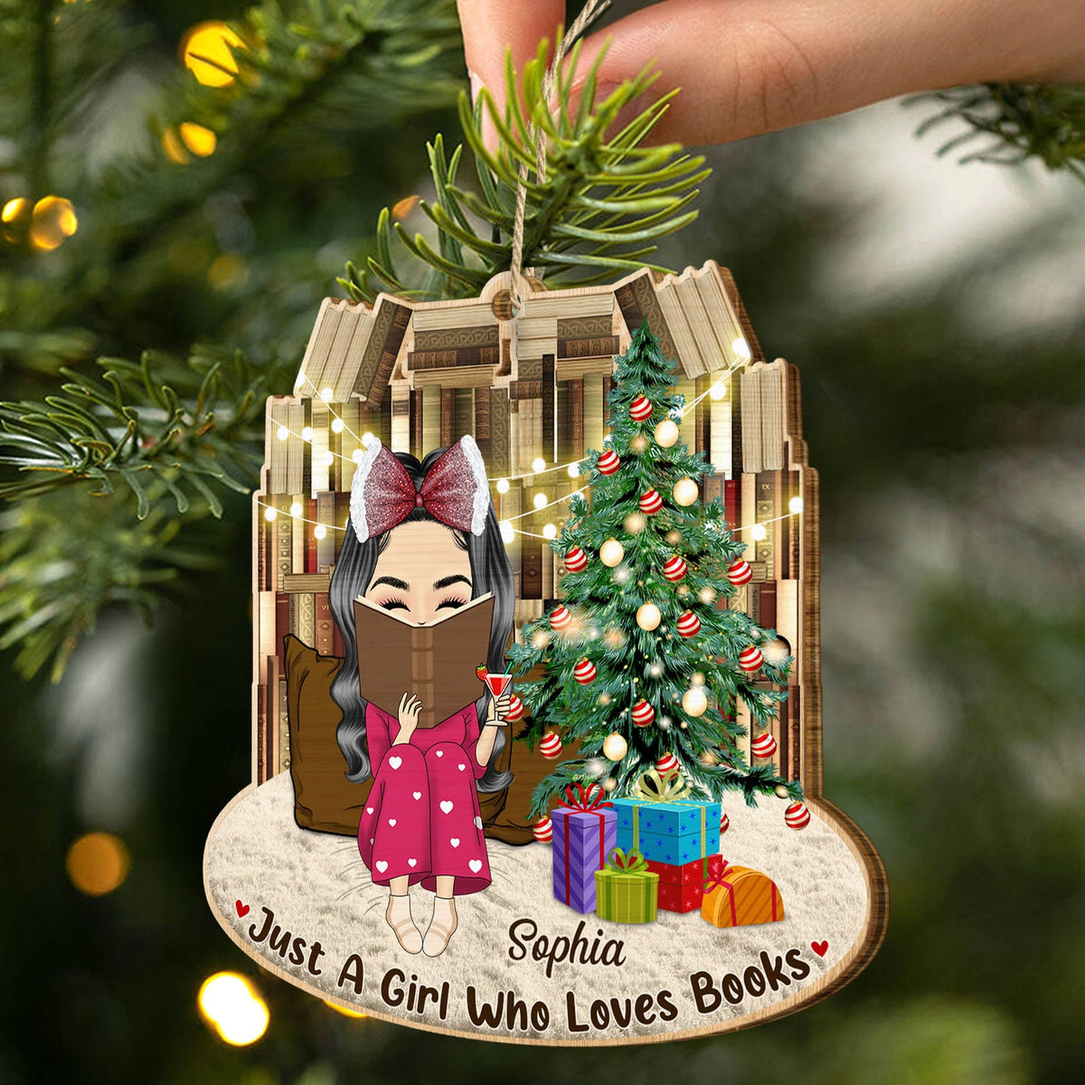 Just A Girl Who Loves Books - Christmas Gift For Reading Lovers - Personalized Custom Shaped Wooden Ornament