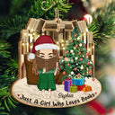 Just A Girl Who Loves Books - Christmas Gift For Reading Lovers - Personalized Custom Shaped Wooden Ornament