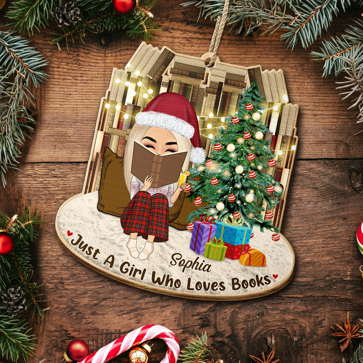 Just A Girl Who Loves Books - Christmas Gift For Reading Lovers - Personalized Custom Shaped Wooden Ornament