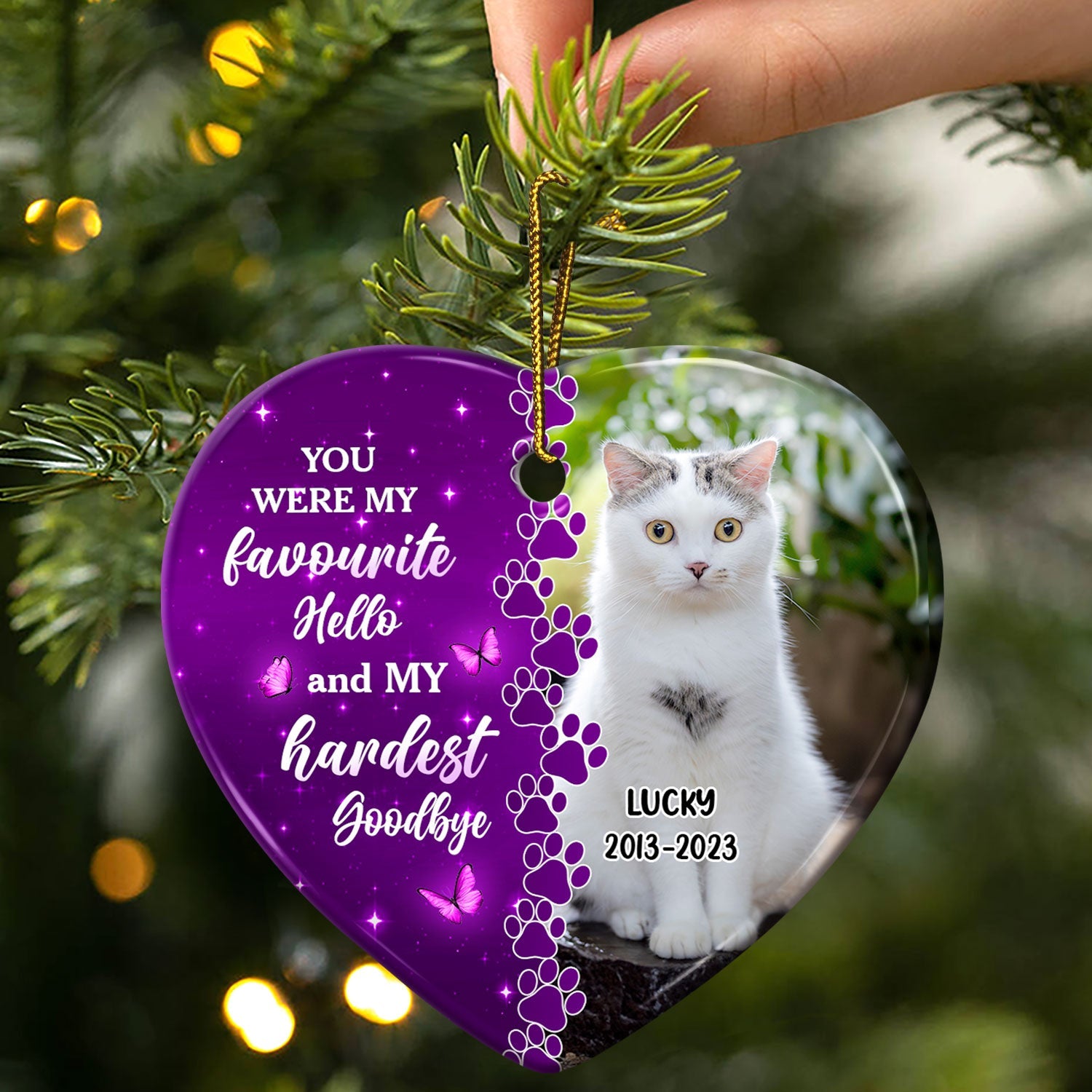 Custom Photo Dog Cat Forever In My Heart - Christmas Keepsake, Memorial Gift For Pet Lovers - Personalized Heart Ceramic Ornament