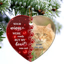 Custom Photo Dog Cat Forever In My Heart - Christmas Keepsake, Memorial Gift For Pet Lovers - Personalized Heart Ceramic Ornament