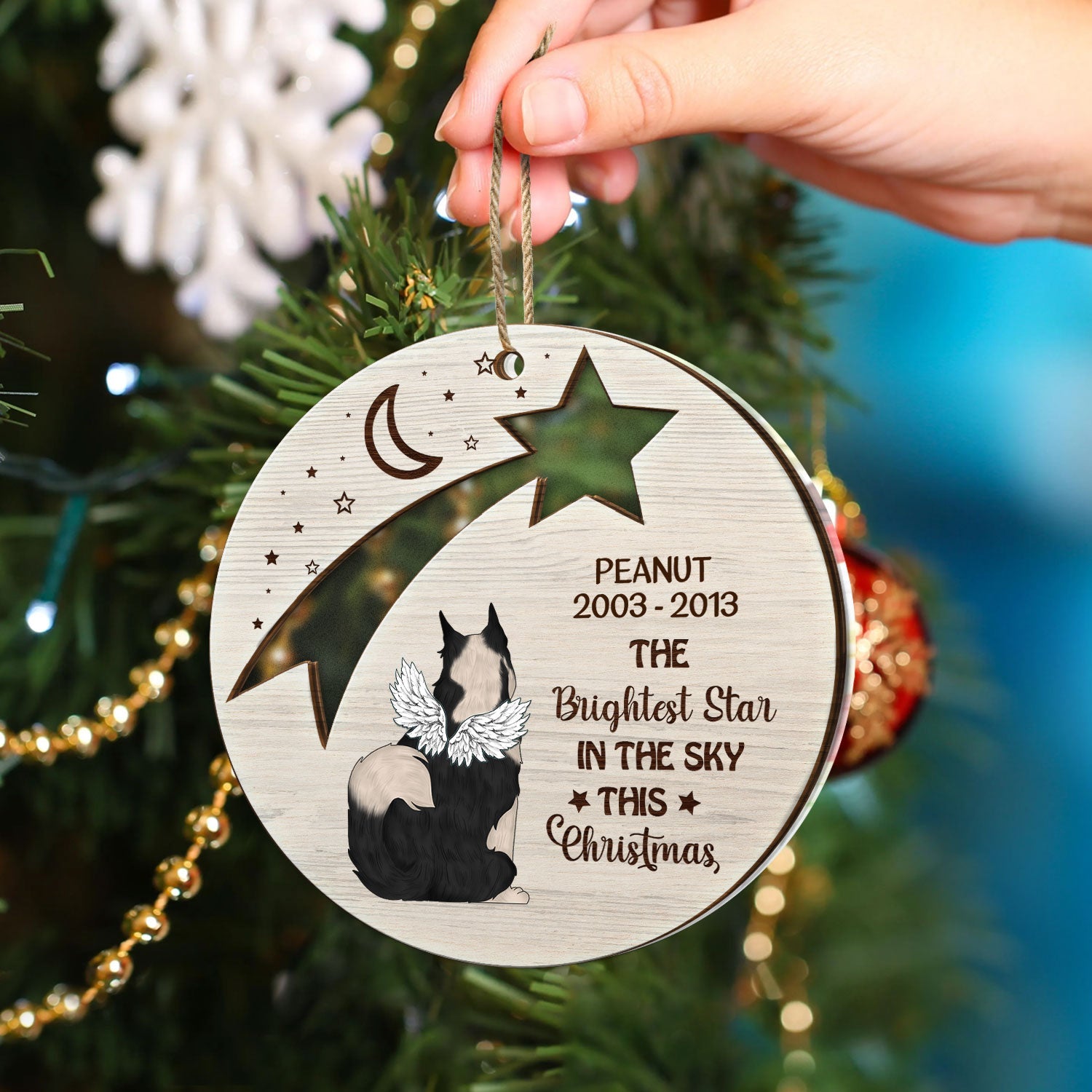 The Brightest Star In The Sky This Christmas - Dog Memorial Gift - Personalized 2-Layered Mix Ornament