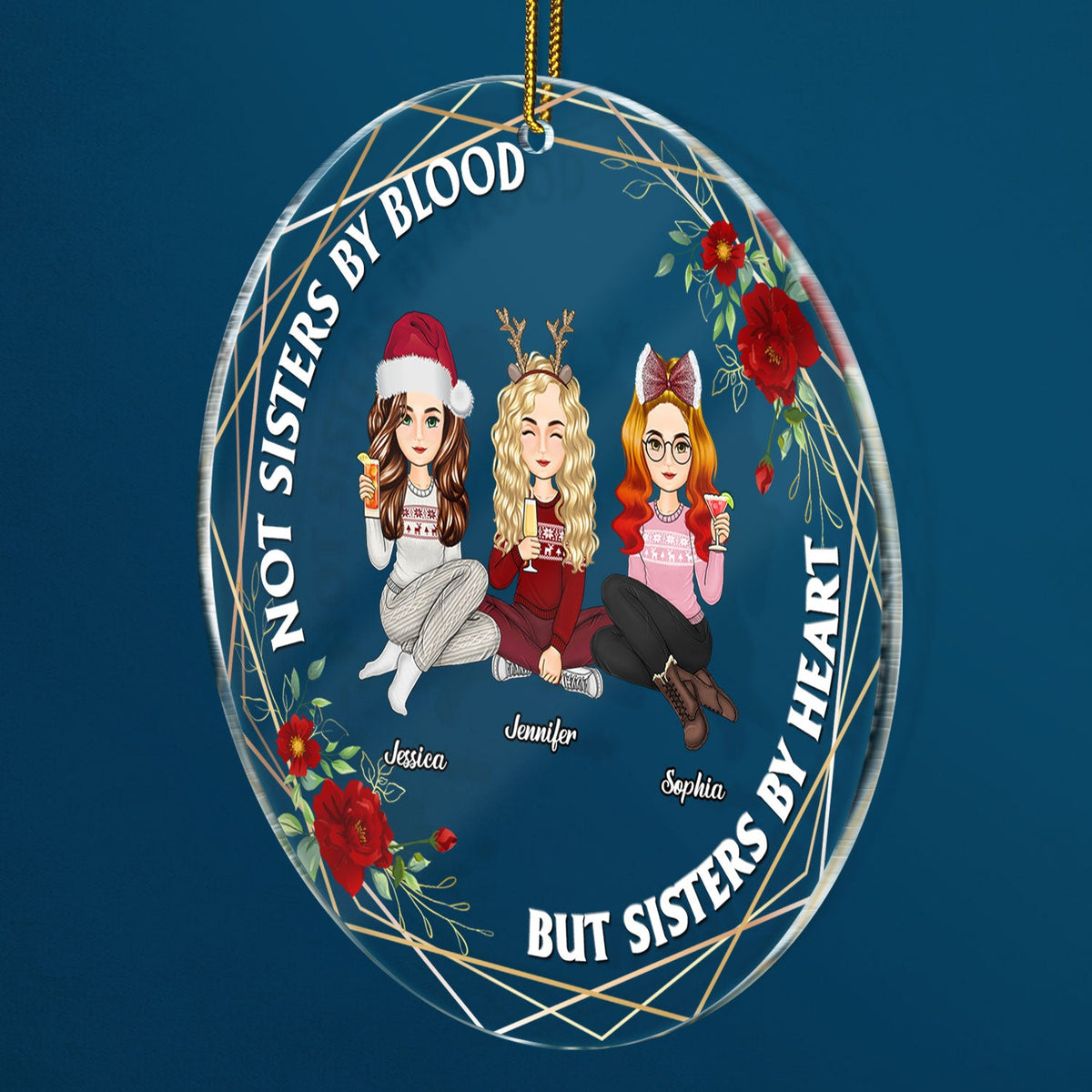 Not Sisters By Blood - Christmas Gift For Besties - Personalized Circle Acrylic Ornament