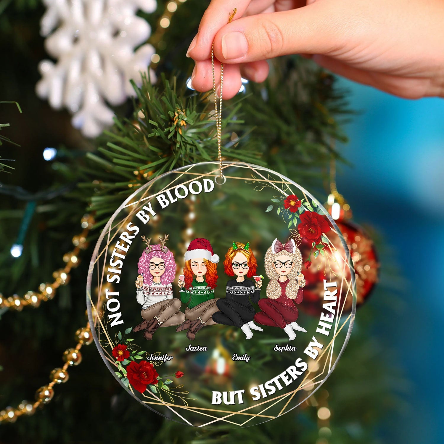 Not Sisters By Blood - Christmas Gift For Besties - Personalized Circle Acrylic Ornament