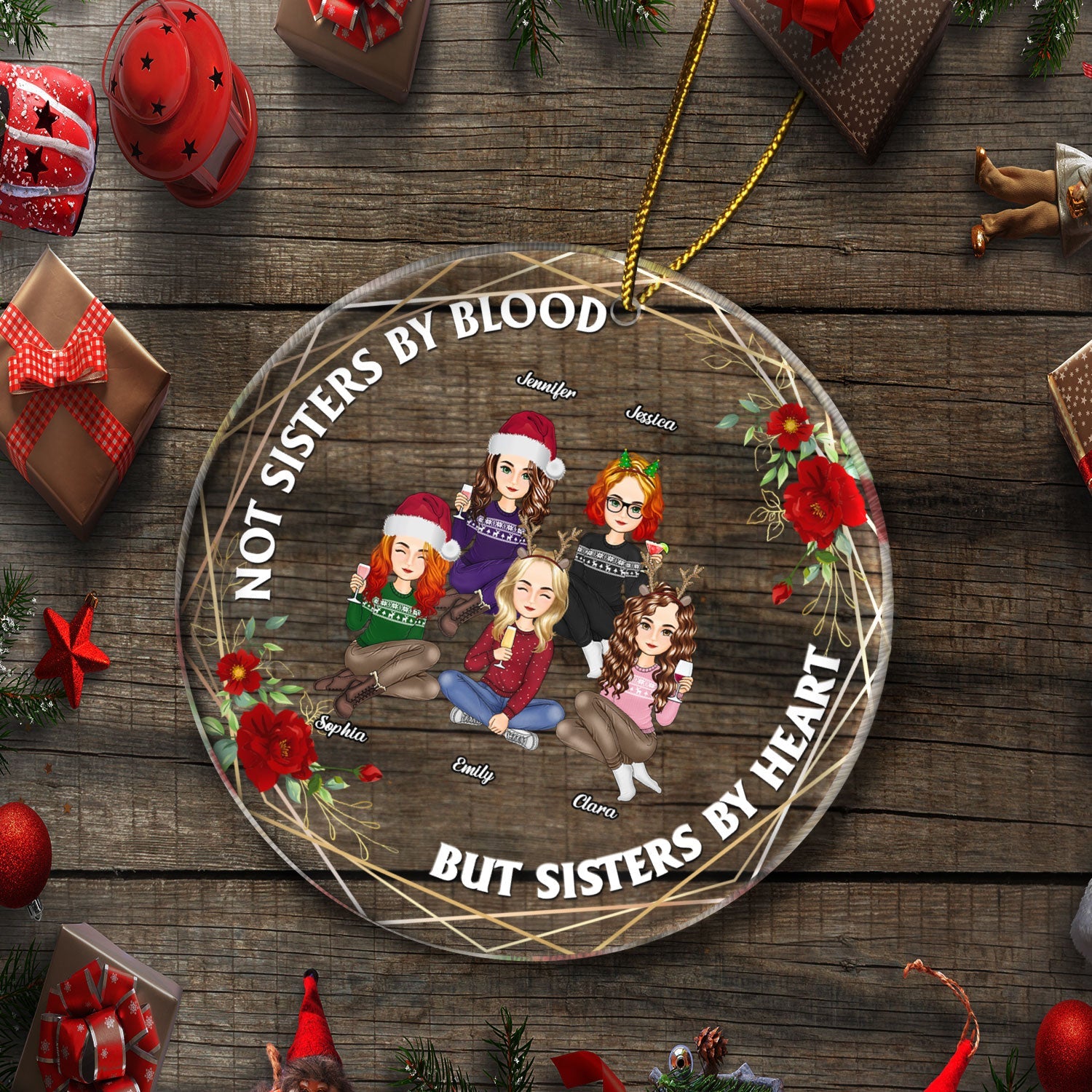 Not Sisters By Blood - Christmas Gift For Besties - Personalized Circle Acrylic Ornament