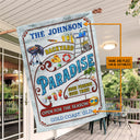 Personalized Backyard Paradise Open For The Season Custom Flag