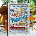 Personalized Backyard Paradise Open For The Season Custom Flag