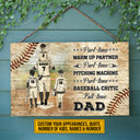 Personalized Baseball Dad And Child Thank You Dad Custom Wood Rectangle Sign