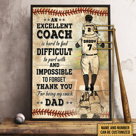 Personalized Baseball Dad And Son An Excellent Coach Customized Poster