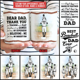 Personalized Baseball Dad And Child Thank You Dad Custom Mug