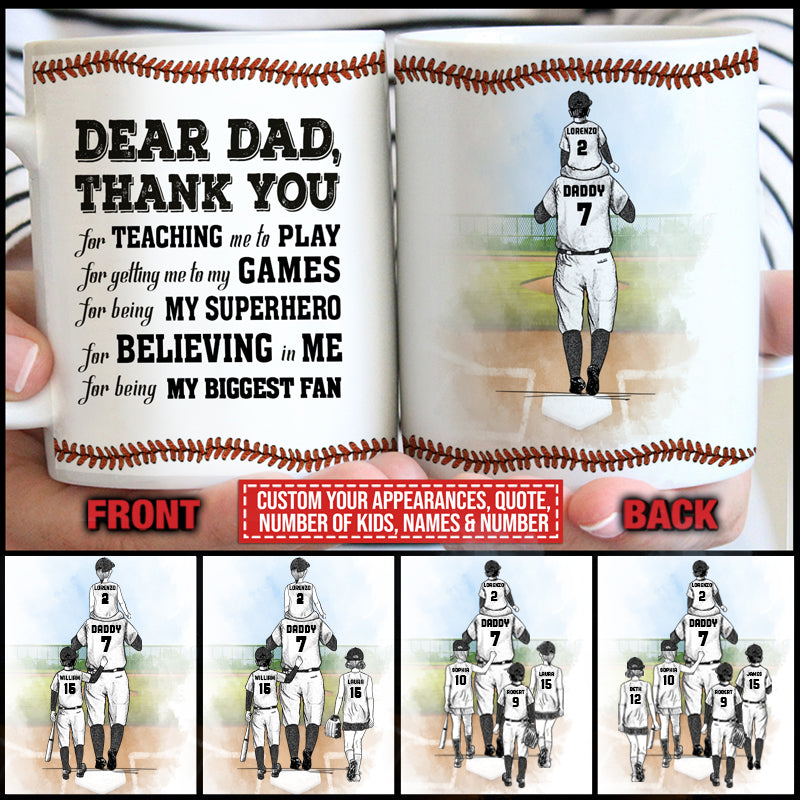 Personalized Baseball Dad And Child Thank You Dad Custom Mug