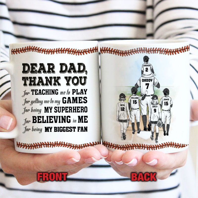 Personalized Baseball Dad And Child Thank You Dad Custom Mug