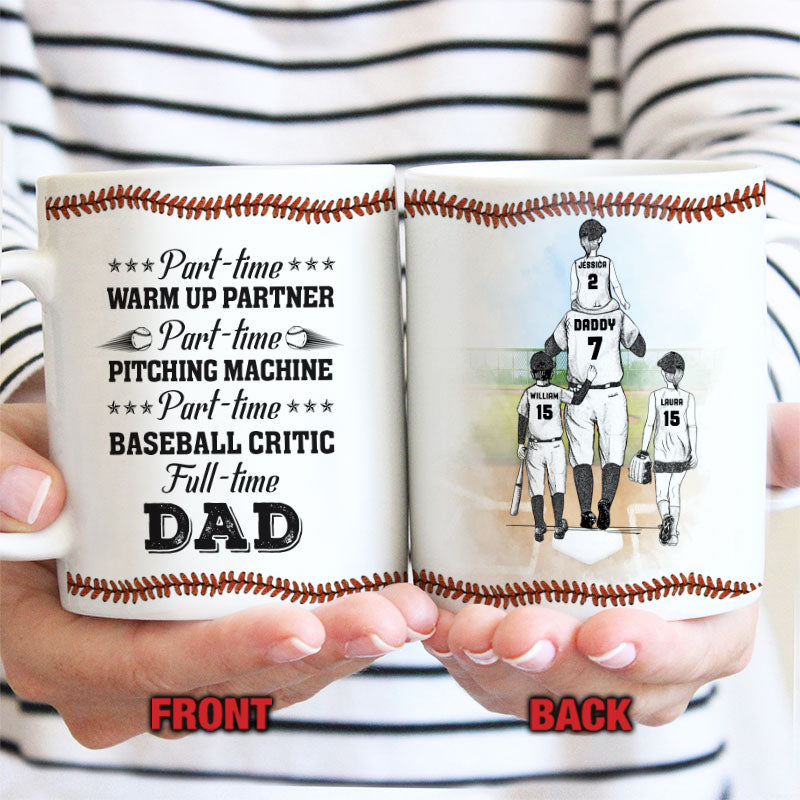 Personalized Baseball Dad And Child Thank You Dad Custom Mug