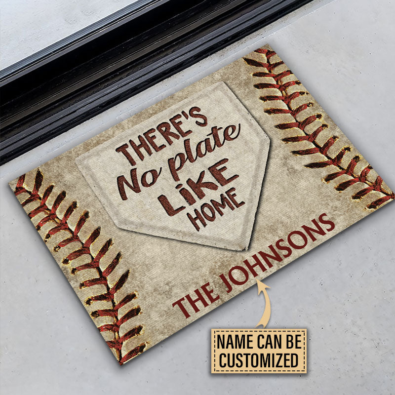 Personalized Baseball No Plate Like Home Customized Doormat