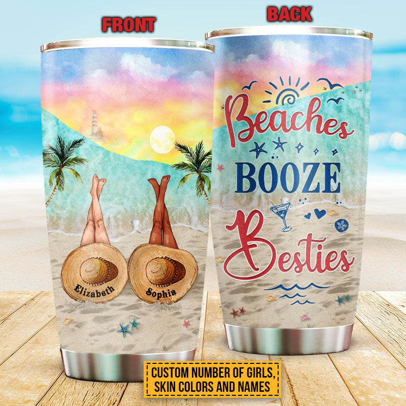 Personalized Beach Bestie Beaches Booze Besties Custom Tumbler