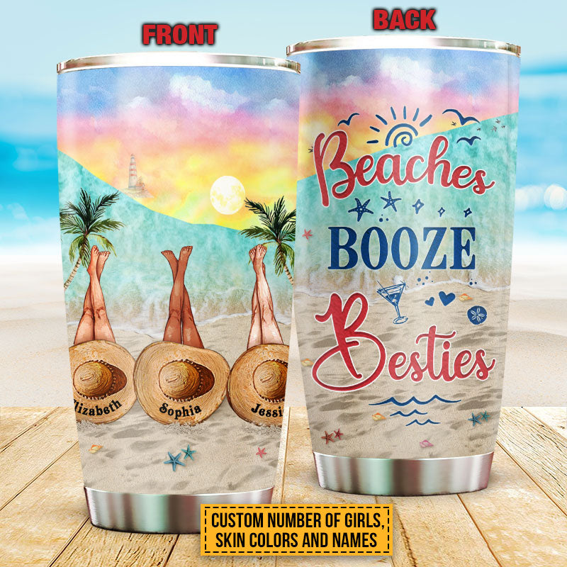 Personalized Beach Bestie Beaches Booze Besties Custom Tumbler