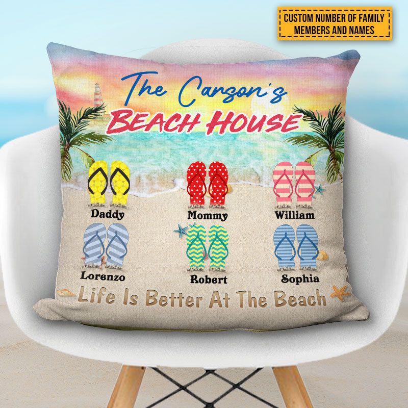 Personalized Beach Family Life Is Better Custom Pillow