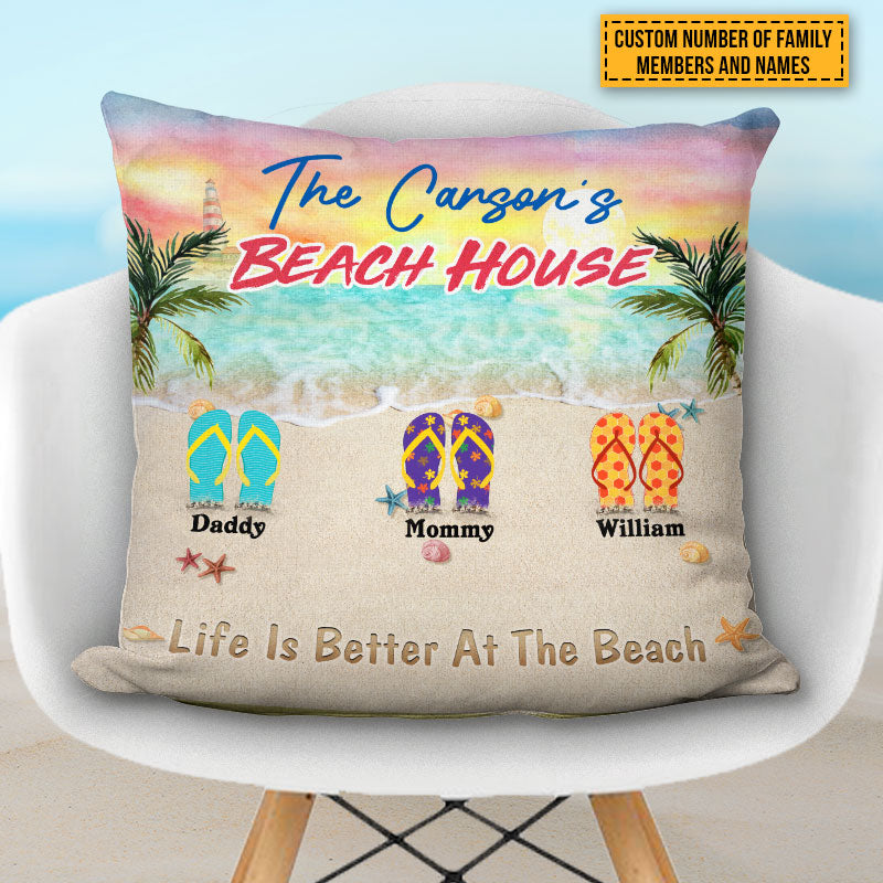 Personalized Beach Family Life Is Better Custom Pillow