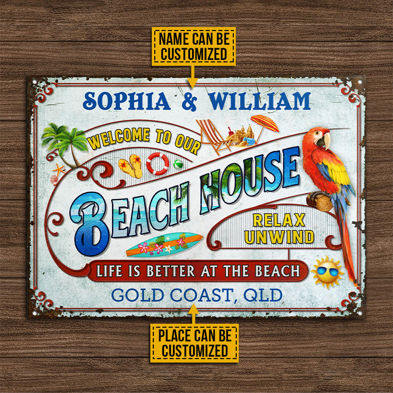 Personalized Beach Surfing Life Is Better Custom Classic Metal Signs