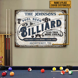 Personalized Billiard Pool Room Custom Classic Metal Signs