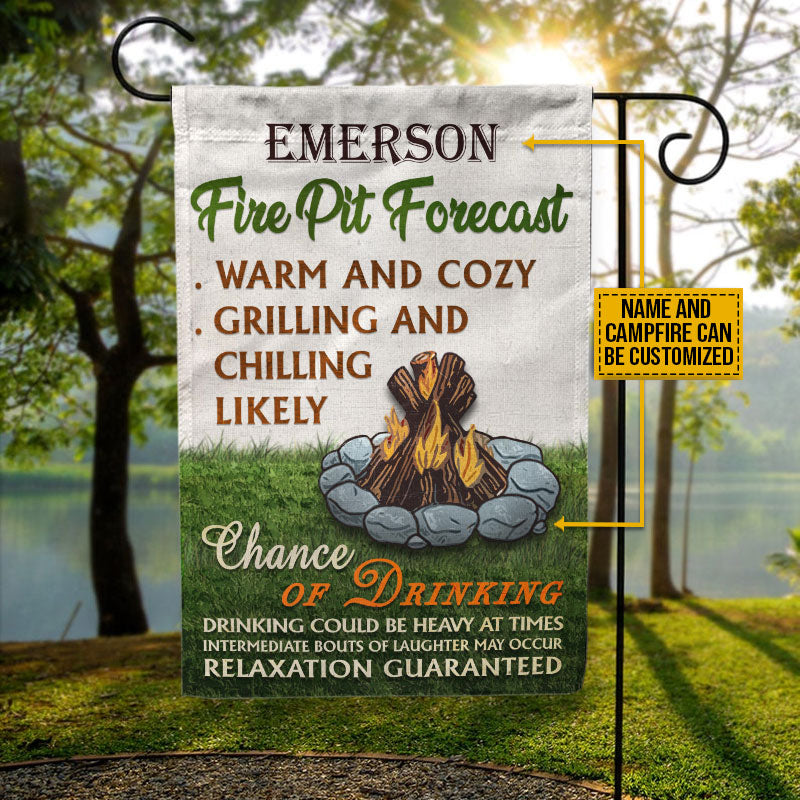 Personalized Camping Fire Pit Forecast Custom Flag