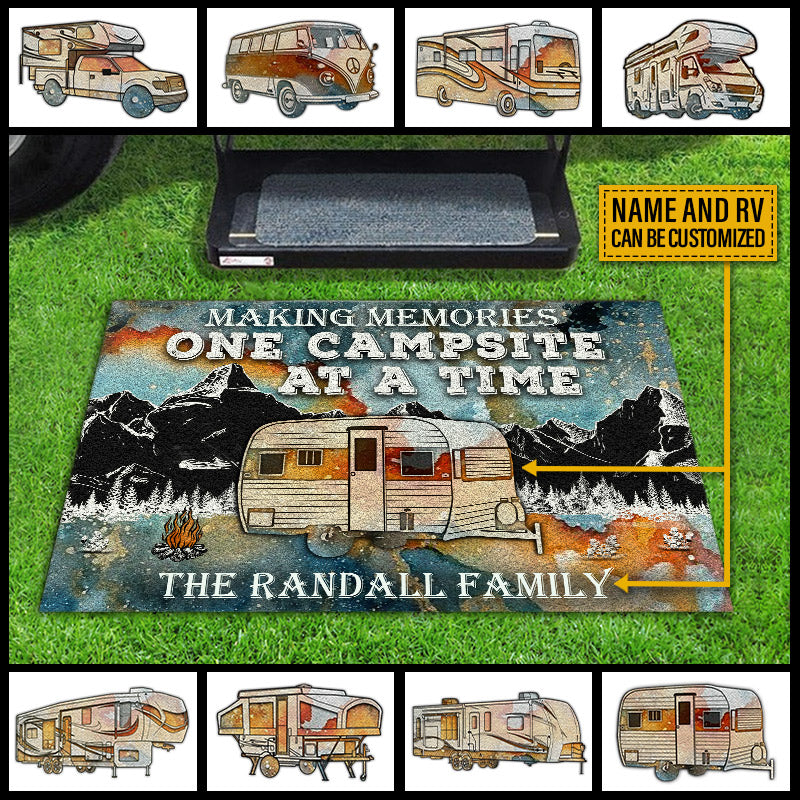 Personalized Camping Making Memories Blue Earth Custom RV Customized Doormat