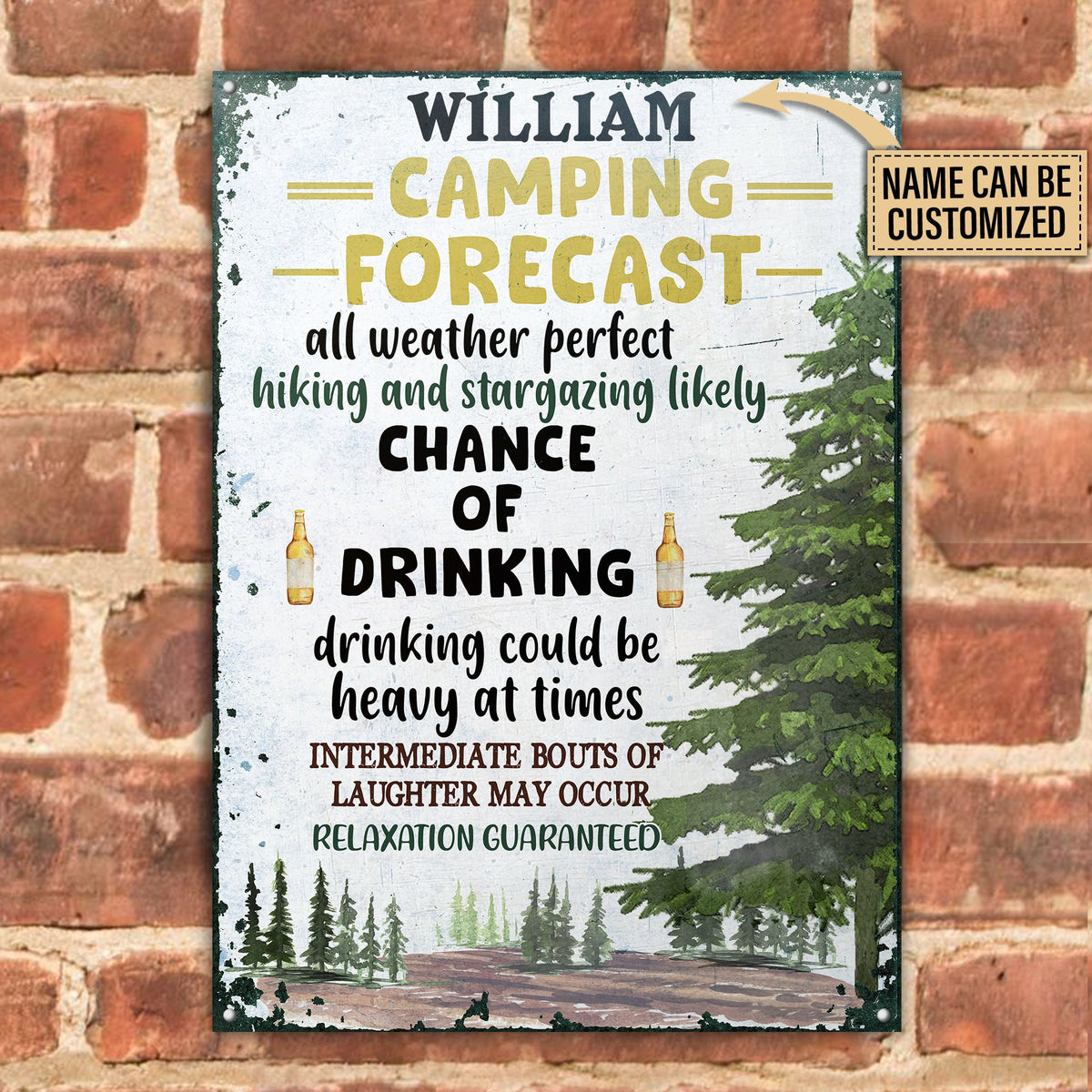 Personalized Camping Weekend Forecast Customized Classic Metal Signs