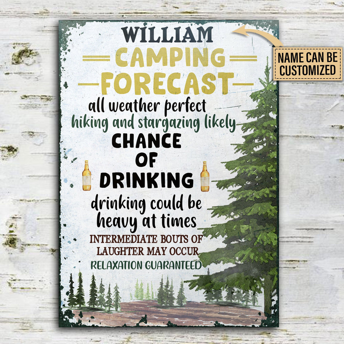 Personalized Camping Weekend Forecast Customized Classic Metal Signs