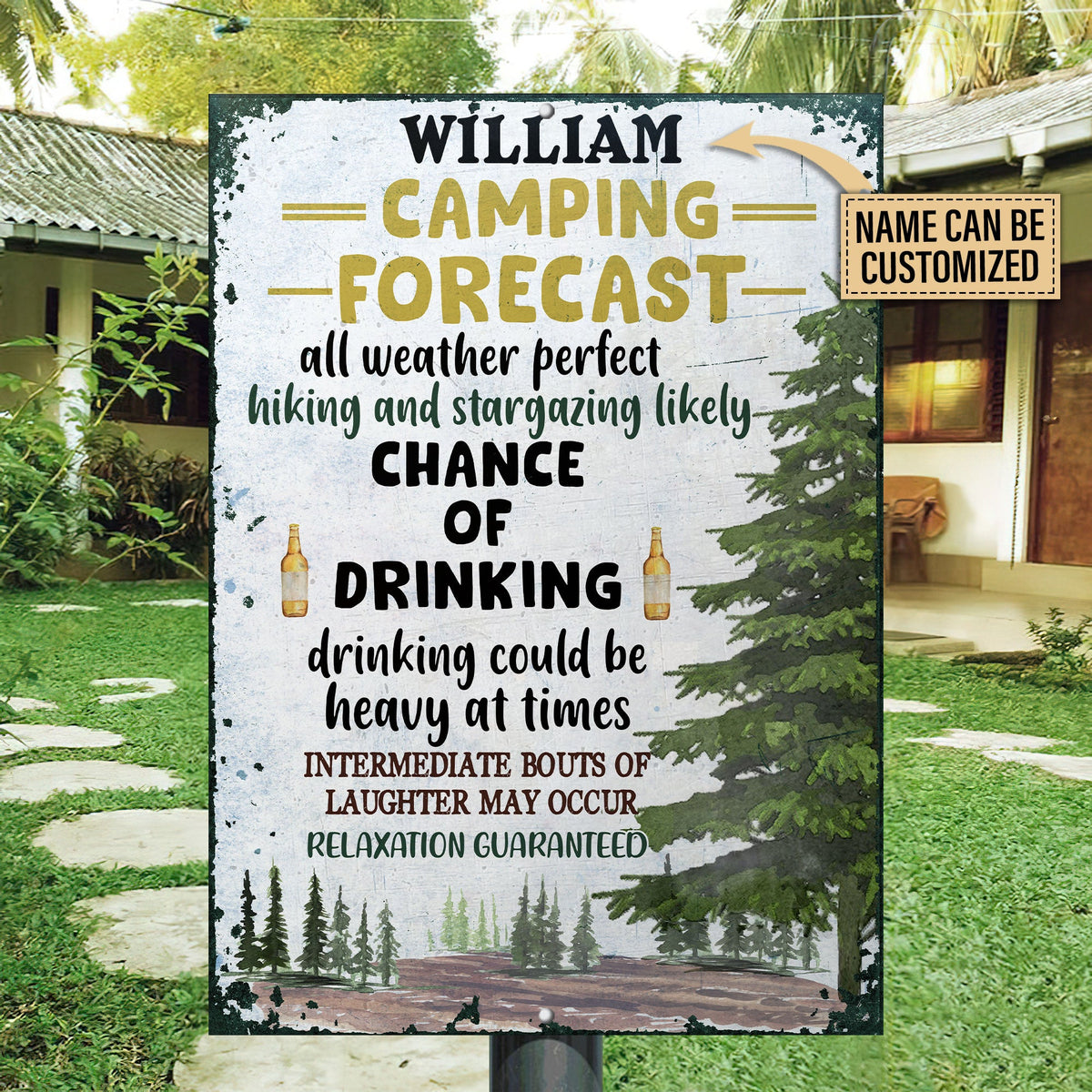 Personalized Camping Weekend Forecast Customized Classic Metal Signs