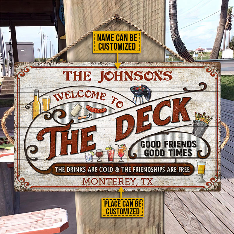 Personalized Deck Grilling Red Drinks Are Cold Custom Wood Rectangle Sign