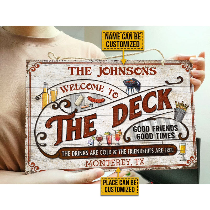 Personalized Deck Grilling Red Drinks Are Cold Custom Wood Rectangle Sign