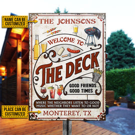 Personalized Deck Grilling Red Listen To The Good Music Vertical Custom Classic Metal Signs