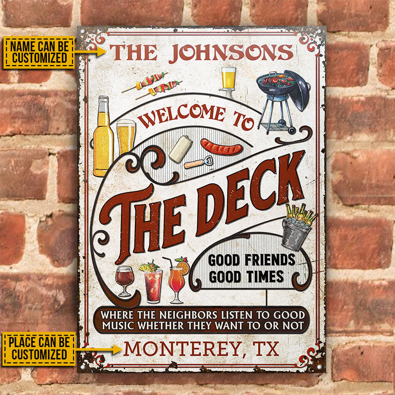 Personalized Deck Grilling Red Listen To The Good Music Vertical Custom Classic Metal Signs