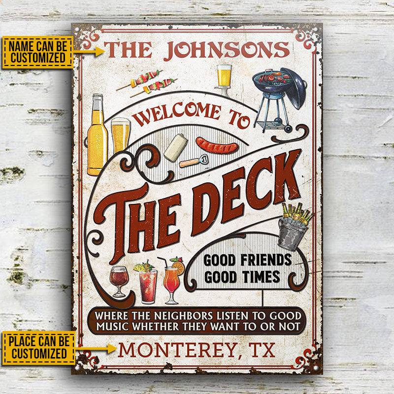 Personalized Deck Grilling Red Listen To The Good Music Vertical Custom Classic Metal Signs