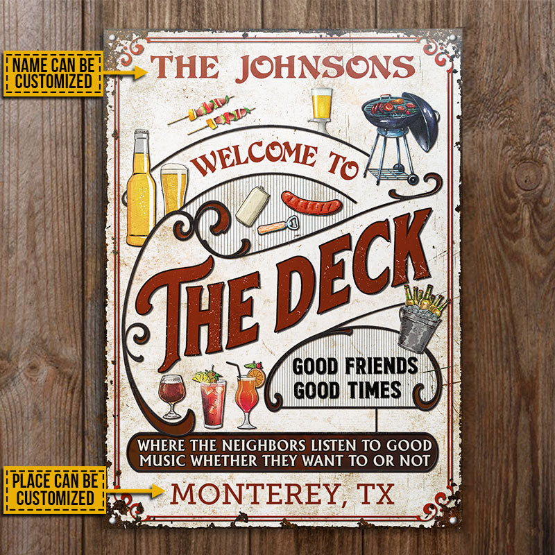 Personalized Deck Grilling Red Listen To The Good Music Vertical Custom Classic Metal Signs