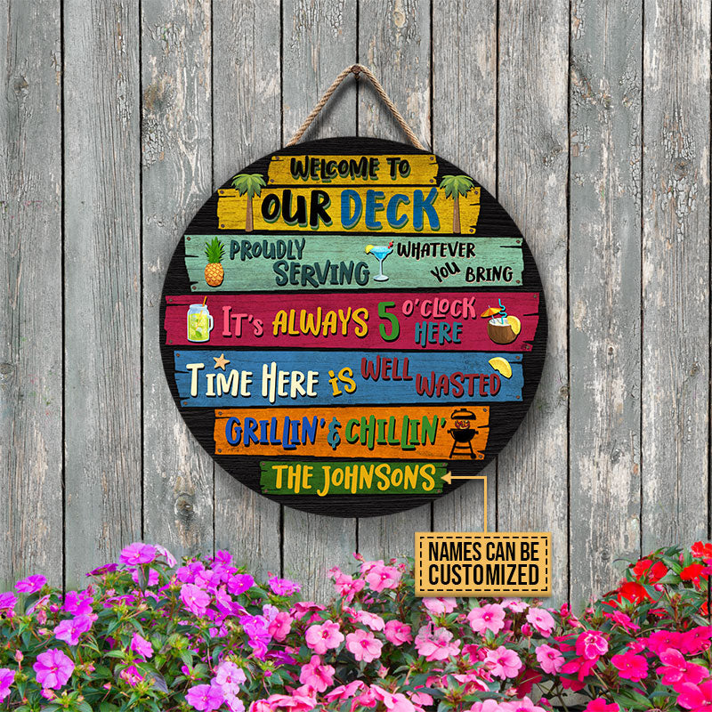 Personalized Deck Welcome To Custom Wood Circle Sign