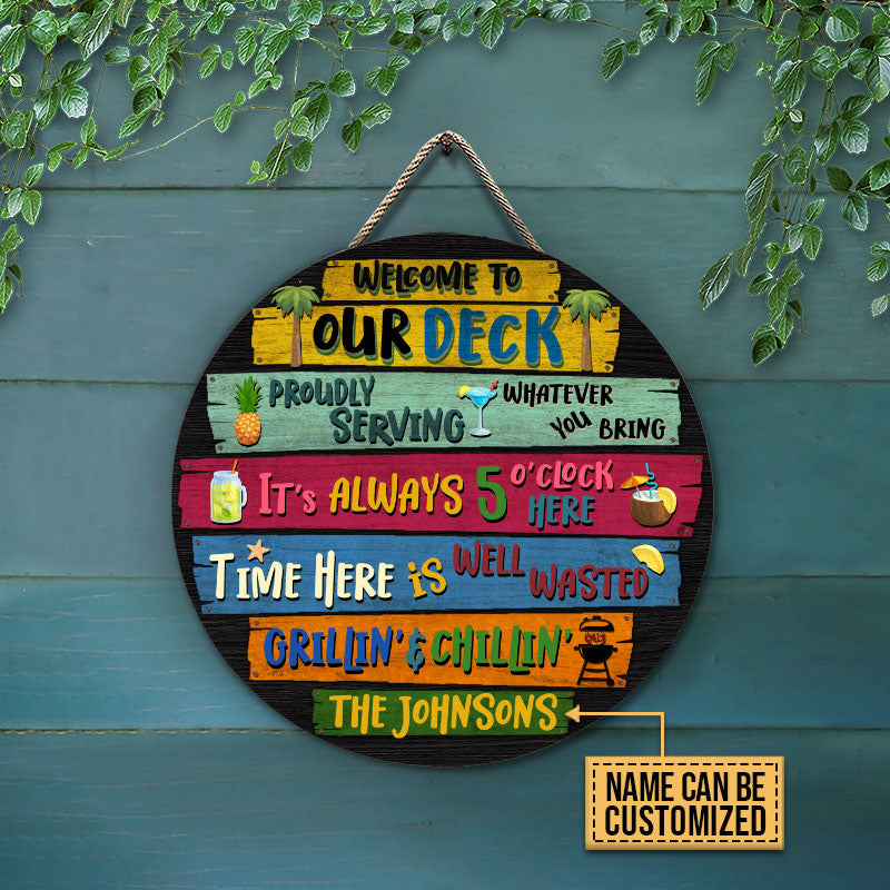 Personalized Deck Welcome To Custom Wood Circle Sign