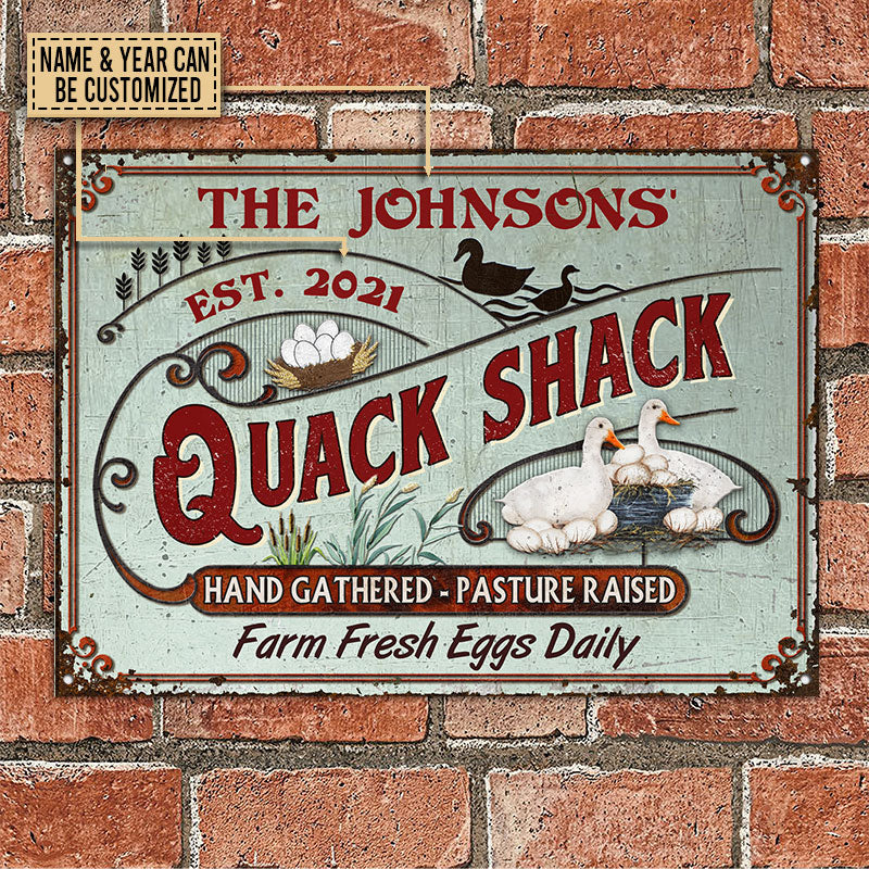 Personalized Duck Quack Shack Pasture Raised Custom Classic Metal Signs