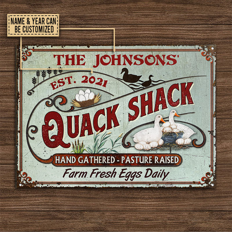 Personalized Duck Quack Shack Pasture Raised Custom Classic Metal Signs