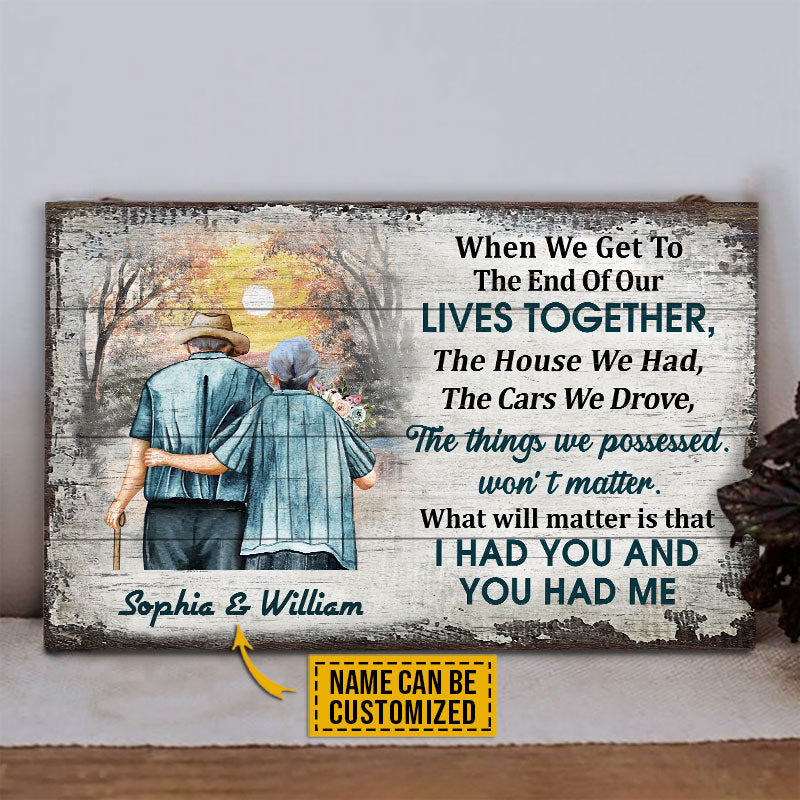 Personalized Family Old Couple When We Get Customized Wood Rectangle Sign