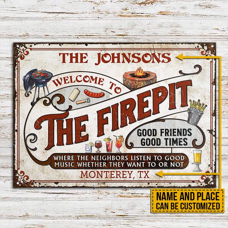 Personalized Firepit Grilling Red Listen To The Good Music Custom Classic Metal Signs