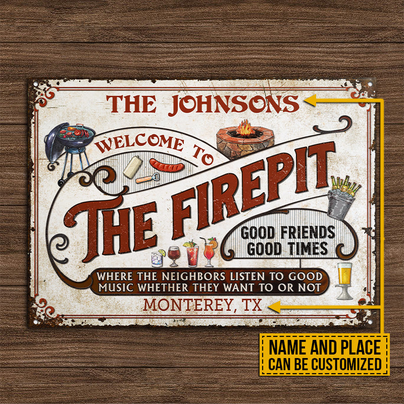 Personalized Firepit Grilling Red Listen To The Good Music Custom Classic Metal Signs