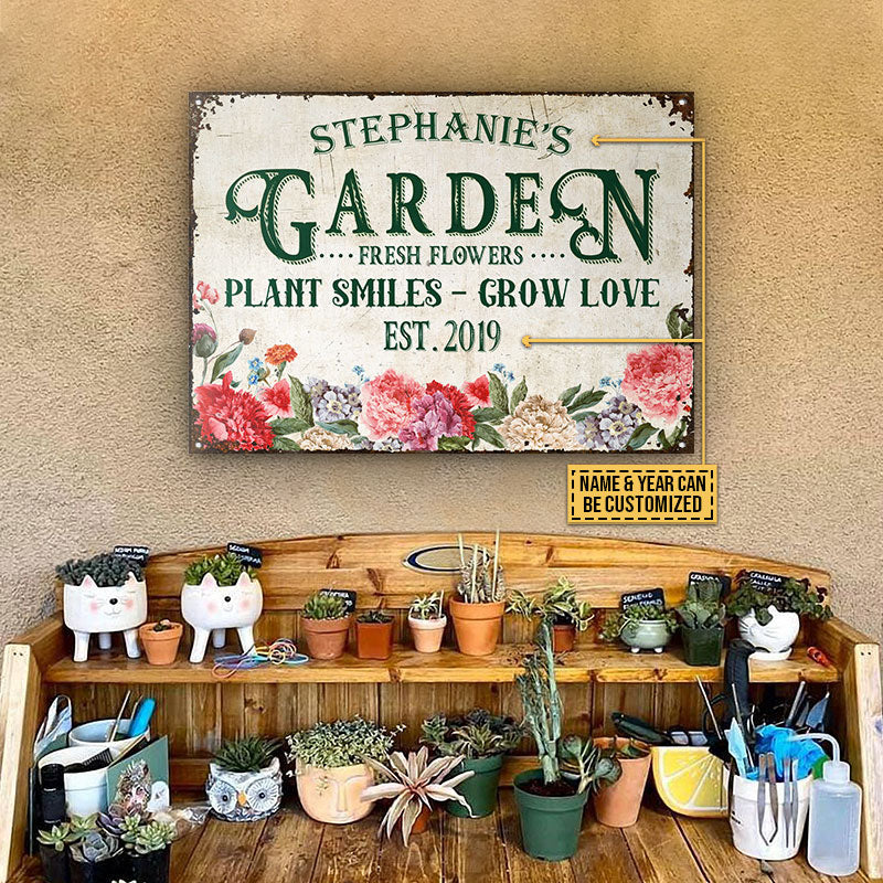 Personalized Gardening Plant Smiles Custom Classic Metal Signs