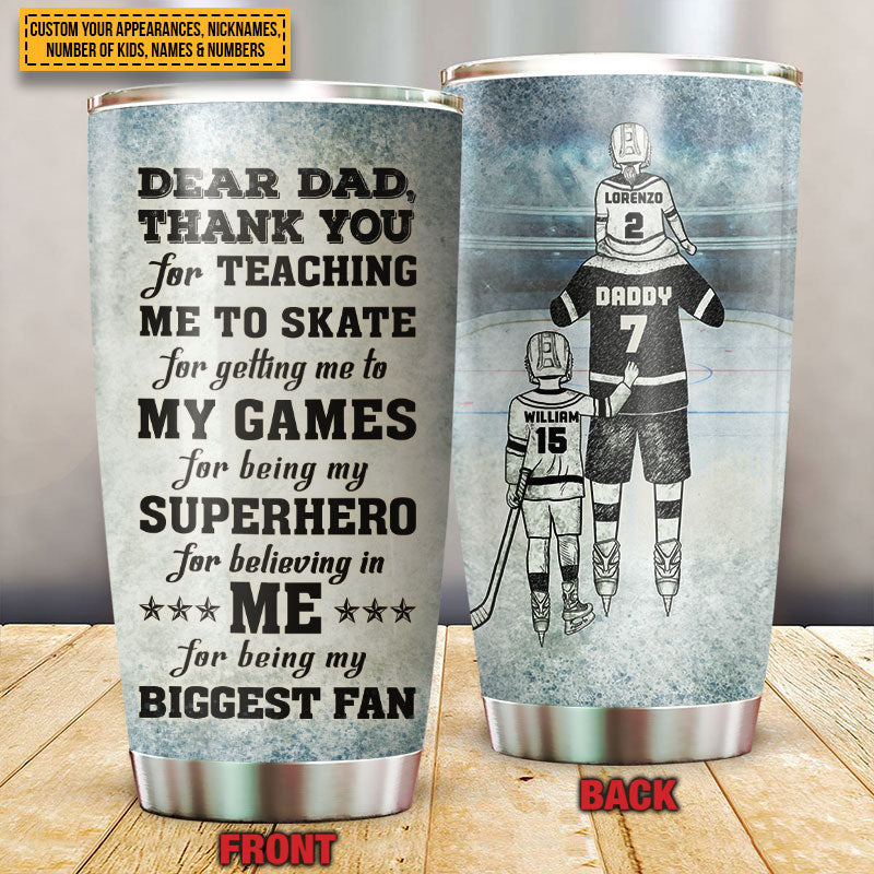 Personalized Hockey Dad And Child Thank You Custom Tumbler