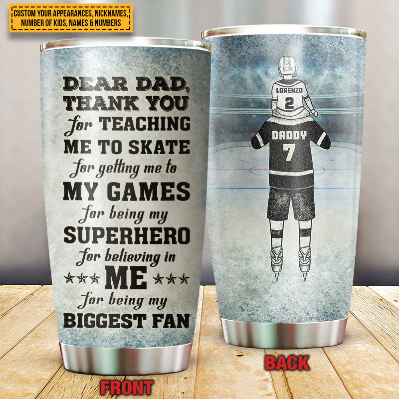 Personalized Hockey Dad And Child Thank You Custom Tumbler