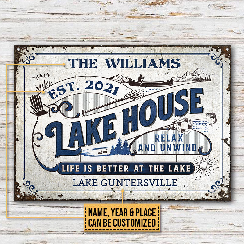 Personalized Lake House Life Is Better At The Lake Customized Classic Metal Signs